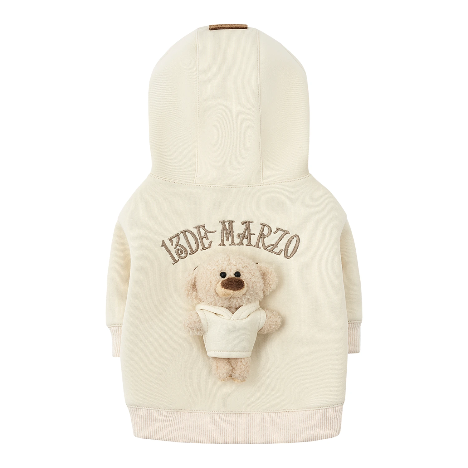 13DE MARZO Pet Plush Hoodie Almond - Image 4