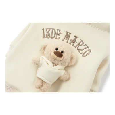 13DE MARZO Pet Plush Hoodie Almond