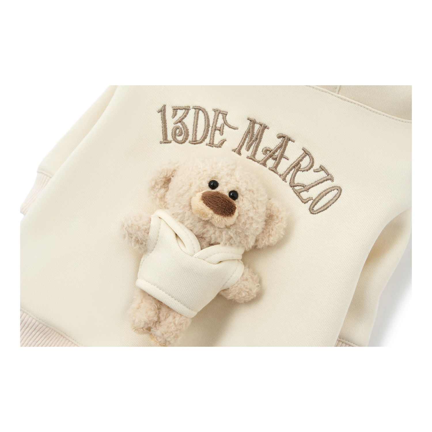 13DE MARZO Pet Plush Hoodie Almond - Image 2