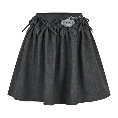 13DE MARZO Mini Bear Bow Blazer Skirt Grey