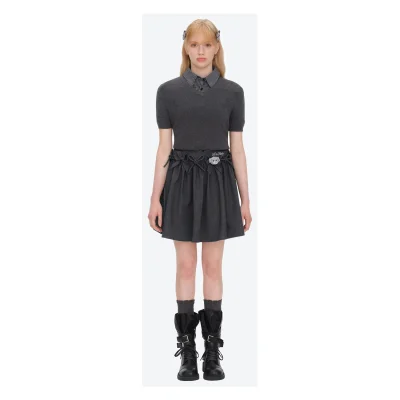13DE MARZO Mini Bear Bow Blazer Skirt Grey