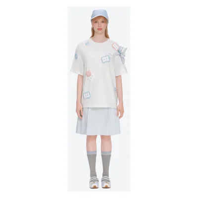 13DE MARZO Nighty Night Bear Pillow Oversized T-shirt White