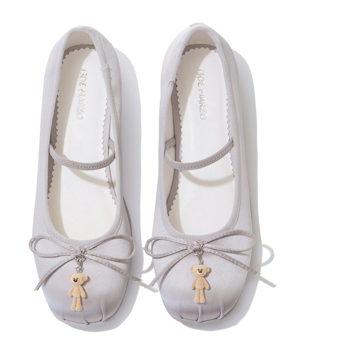 13DE MARZO Stain Ballet Mary Janes Silver