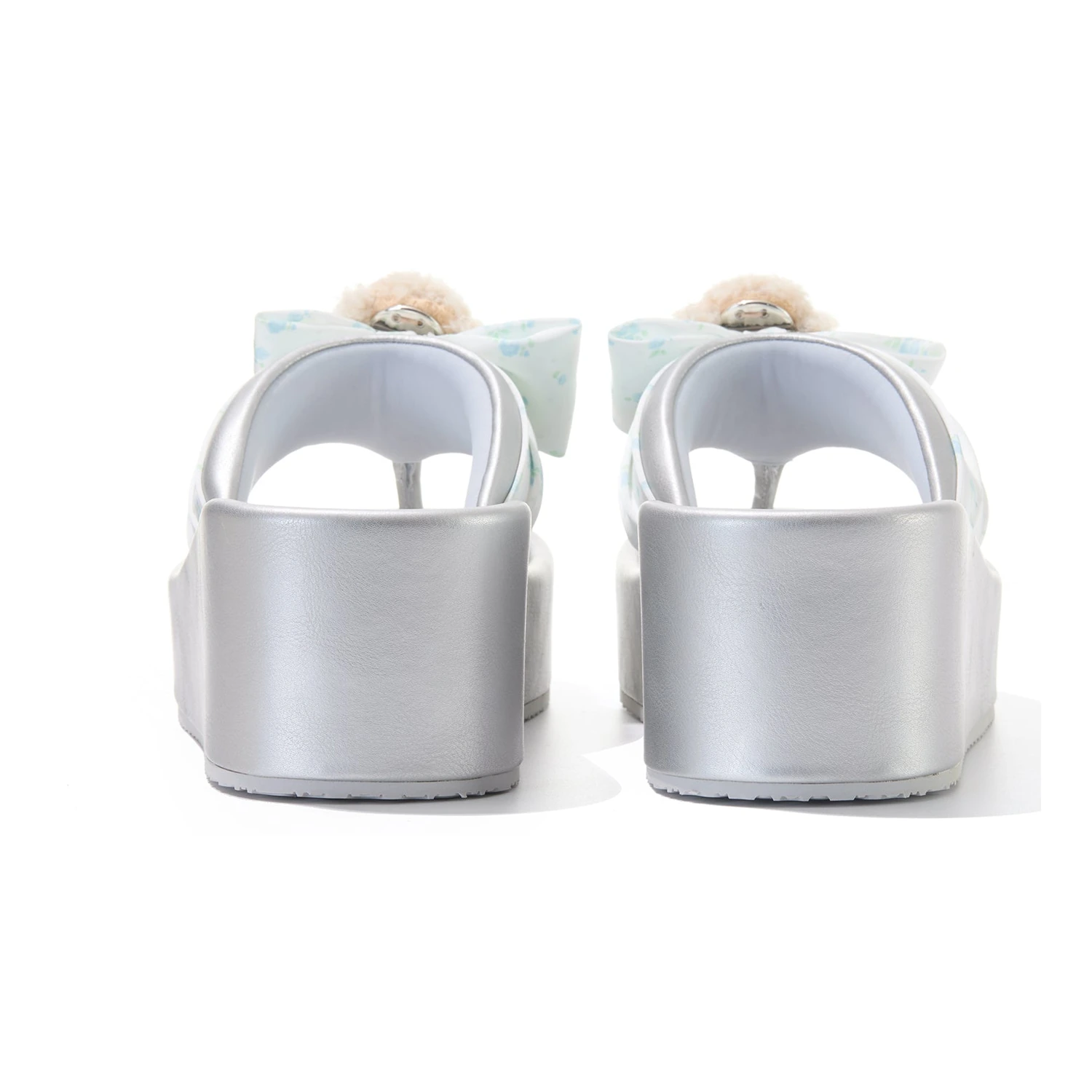 13DE MARZO Floral-print Wedge Sandals Silver - Image 10