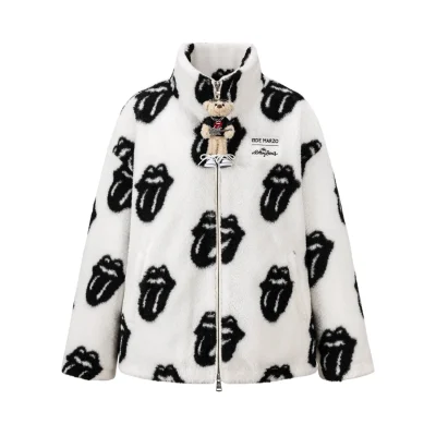 13DE MARZO Rolling Stones All-Over Print Coat White