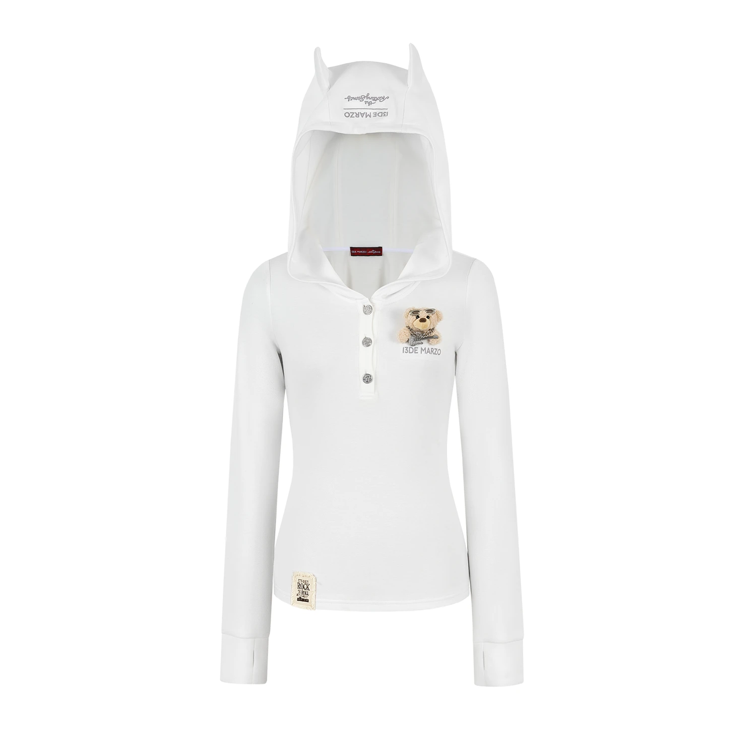13DE MARZO Rolling Stones Devil Horn Hoodie Beige