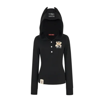 13DE MARZO Rolling Stones Devil Horn Hoodie Black