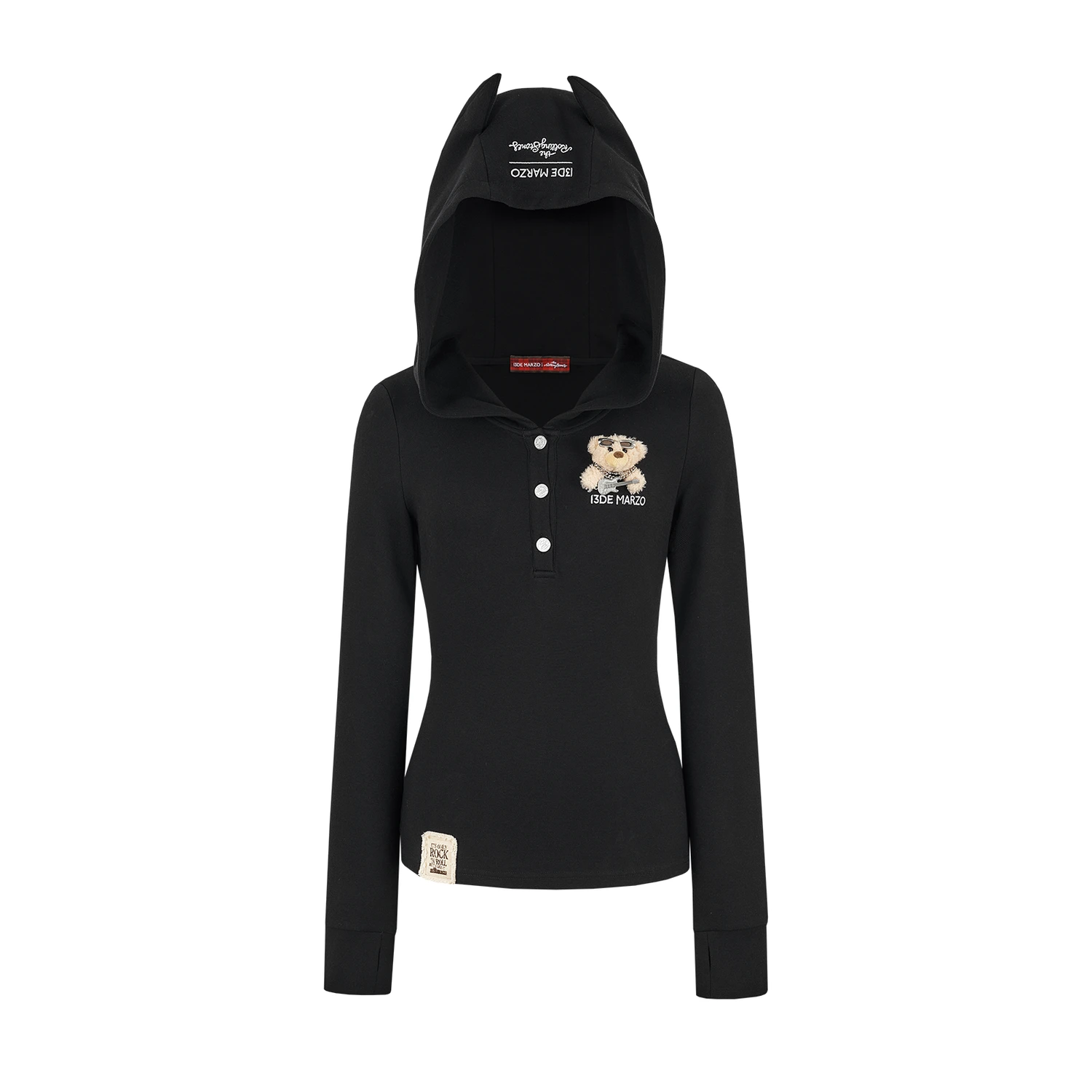 13DE MARZO Rolling Stones Devil Horn Hoodie Black