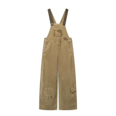REVAN Hello Kitty High-Waisted Straight-Leg Overalls