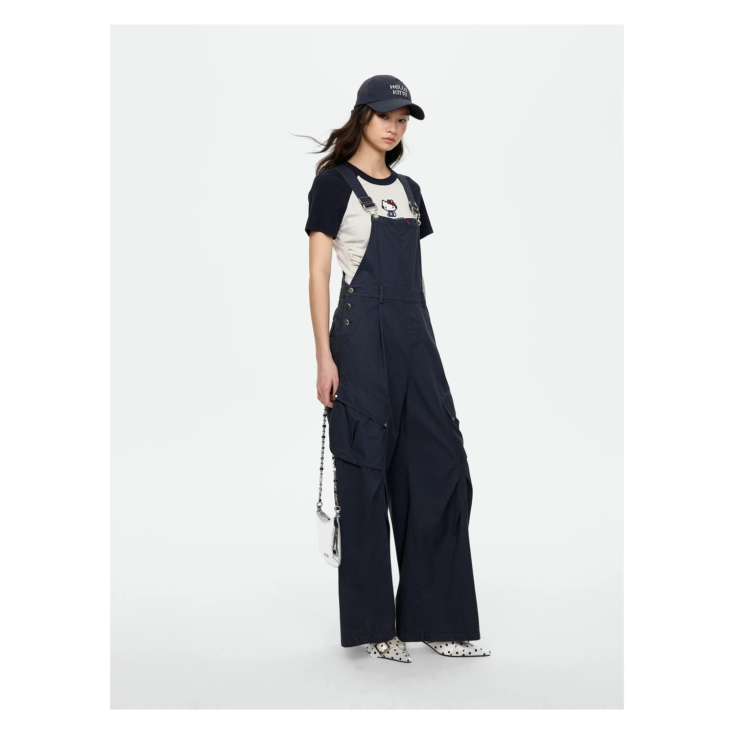 REVAN Hello Kitty Pixel-Motif Cargo Overalls