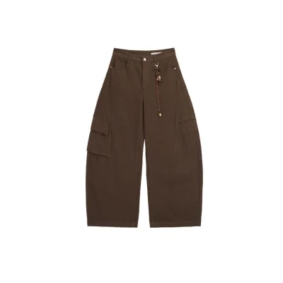REVAN Washed Wide-Leg Cargo Jeans Brown