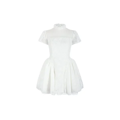 Maison Amory The Knit Backless Puffer Dress in Cream WHITE