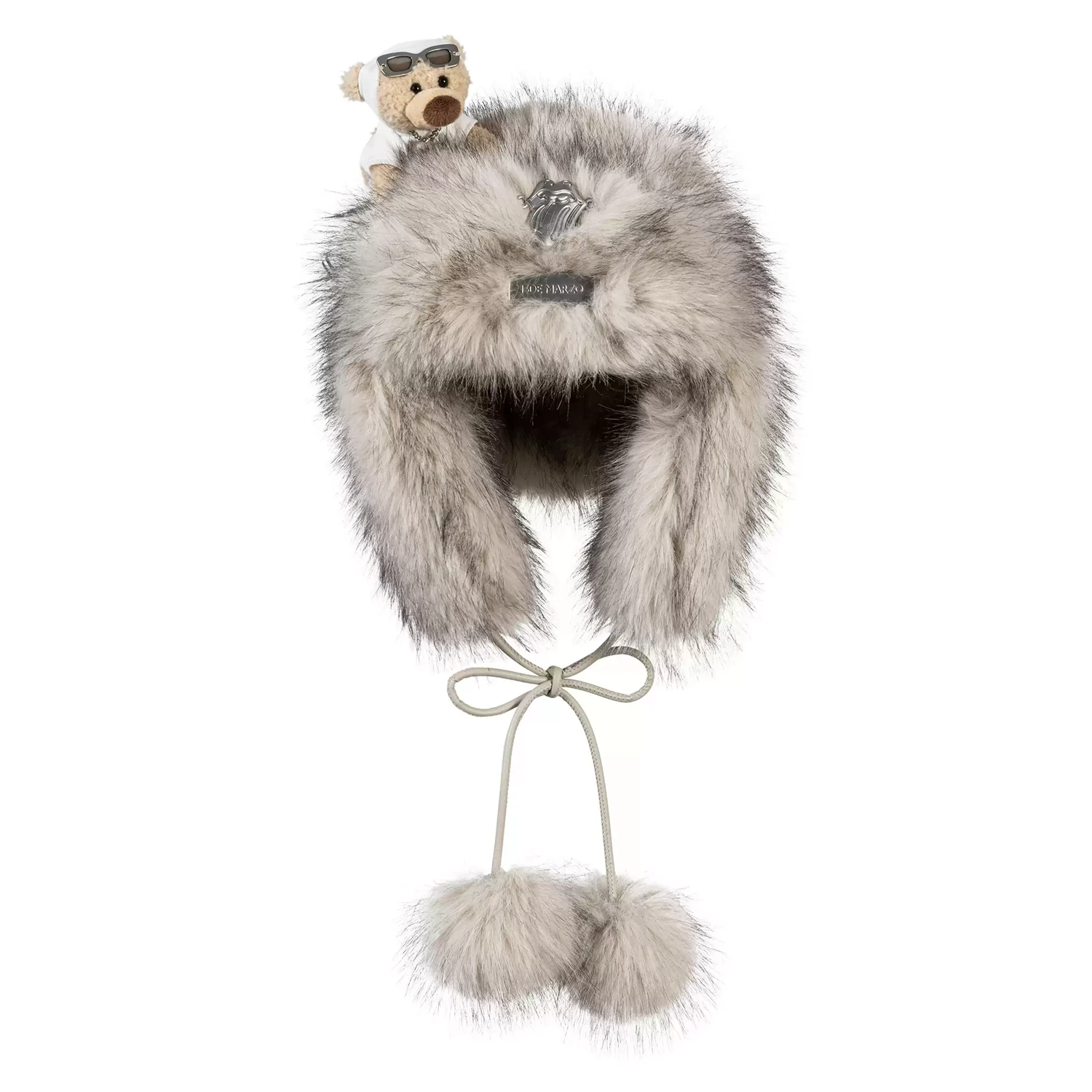 13DE MARZO Rolling Stones Plush Earflap Hat Beige