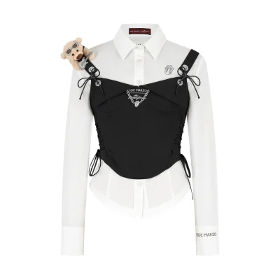 13DE MARZO Rolling Stones Boned Corset With Shirt
