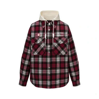 13DE MARZO Rolling Stones Plaid Shirt Jacket Red