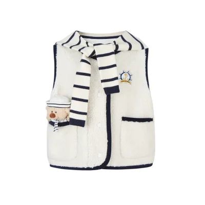 13DE MARZO BabyBear Sailor Collar Shearling Vest