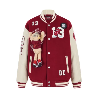 13DE MARZO Rolling Stones Baseball Padded Jacket Red