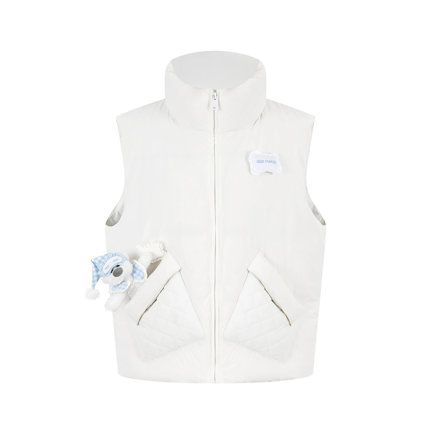 13DE MARZO Nighty Night Bear Down Vest White