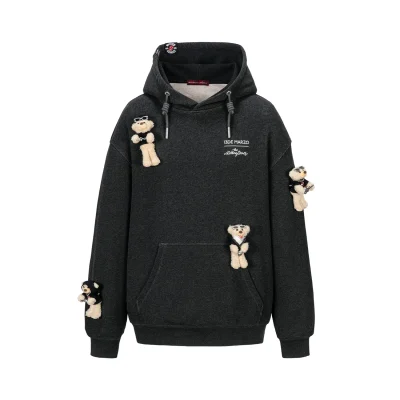 13DE MARZO Rolling Stones Color Yarn Zip Hoodie Dark Grey