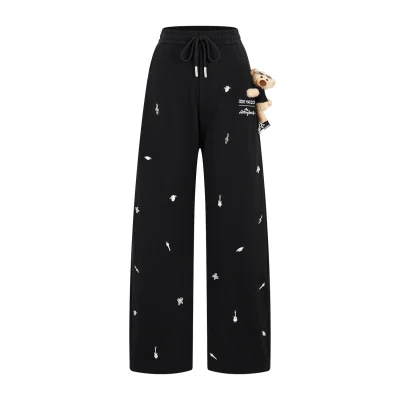 13DE MARZO Rolling Stones Bear Sweatpants Black