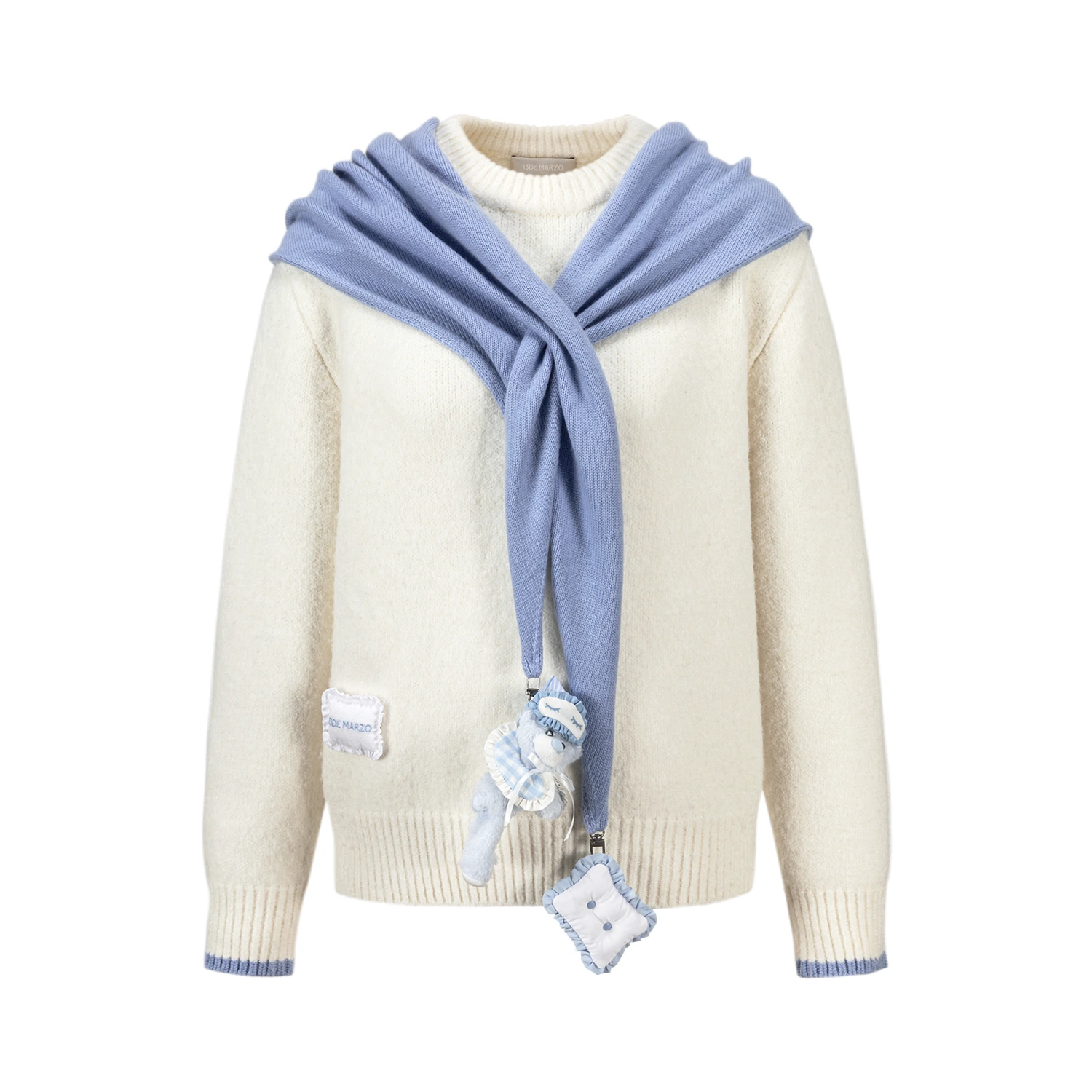 13DE MARZO Marzo Valley Cape Sweater White