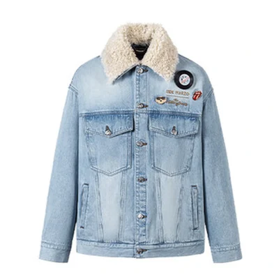 13DE MARZO Rolling Stones Tongue Denim Jacket Blue