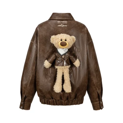 13DE MARZO Rolling Stones Faux Leather Jacket Brown