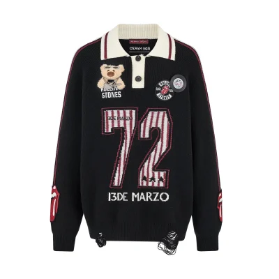 13DE MARZO Rolling Stones Weave Sweater Black
