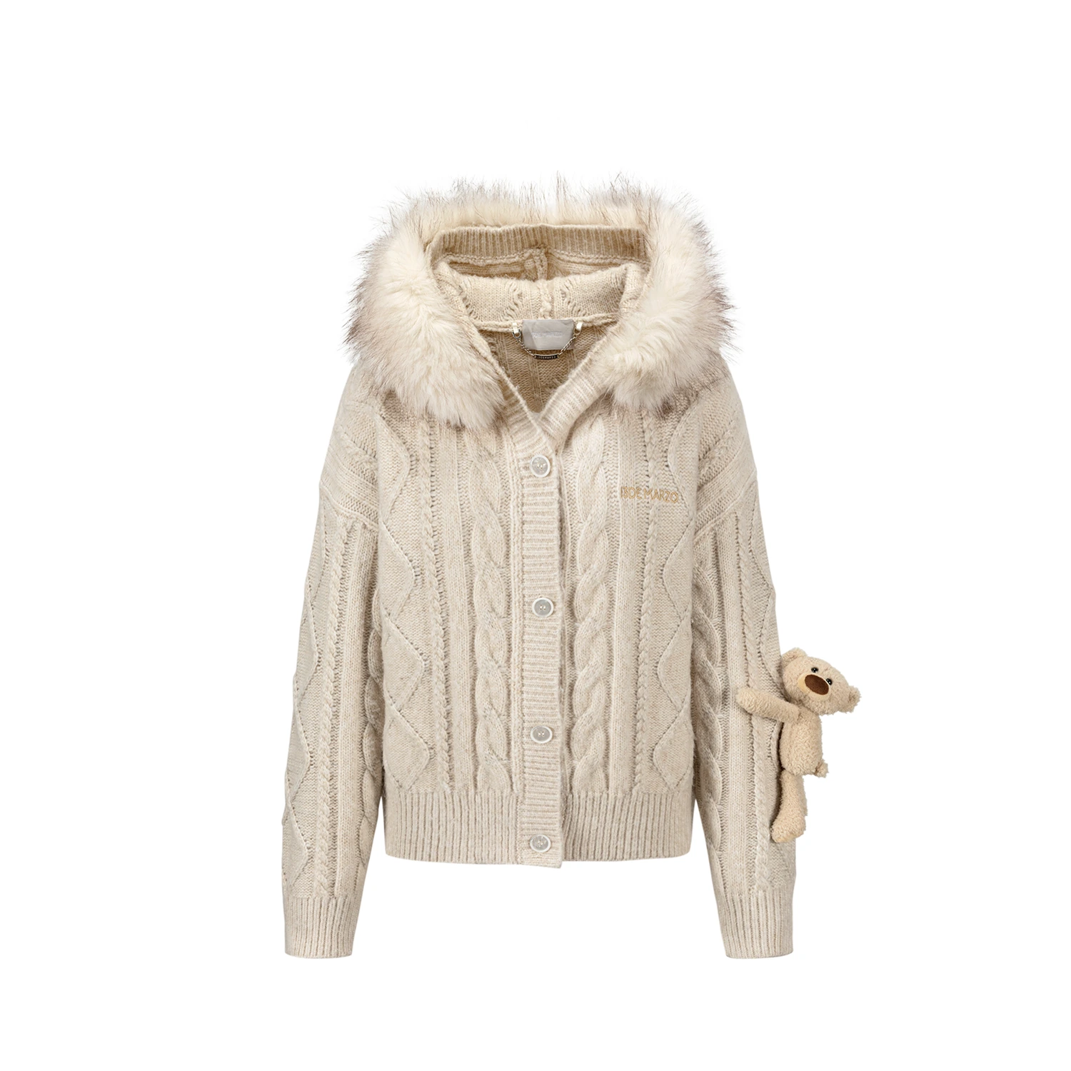 13DE MARZO Doozoo Hooded Cardigan Beige