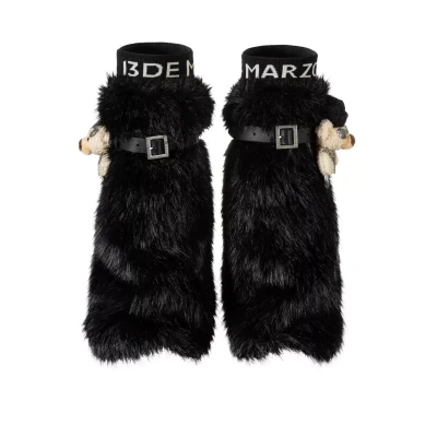 13DE MARZO Rolling Stones Faux Fur Leg Warmer Black
