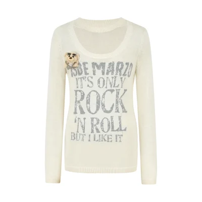 13DE MARZO Rolling Stones Layering Sweater Beige