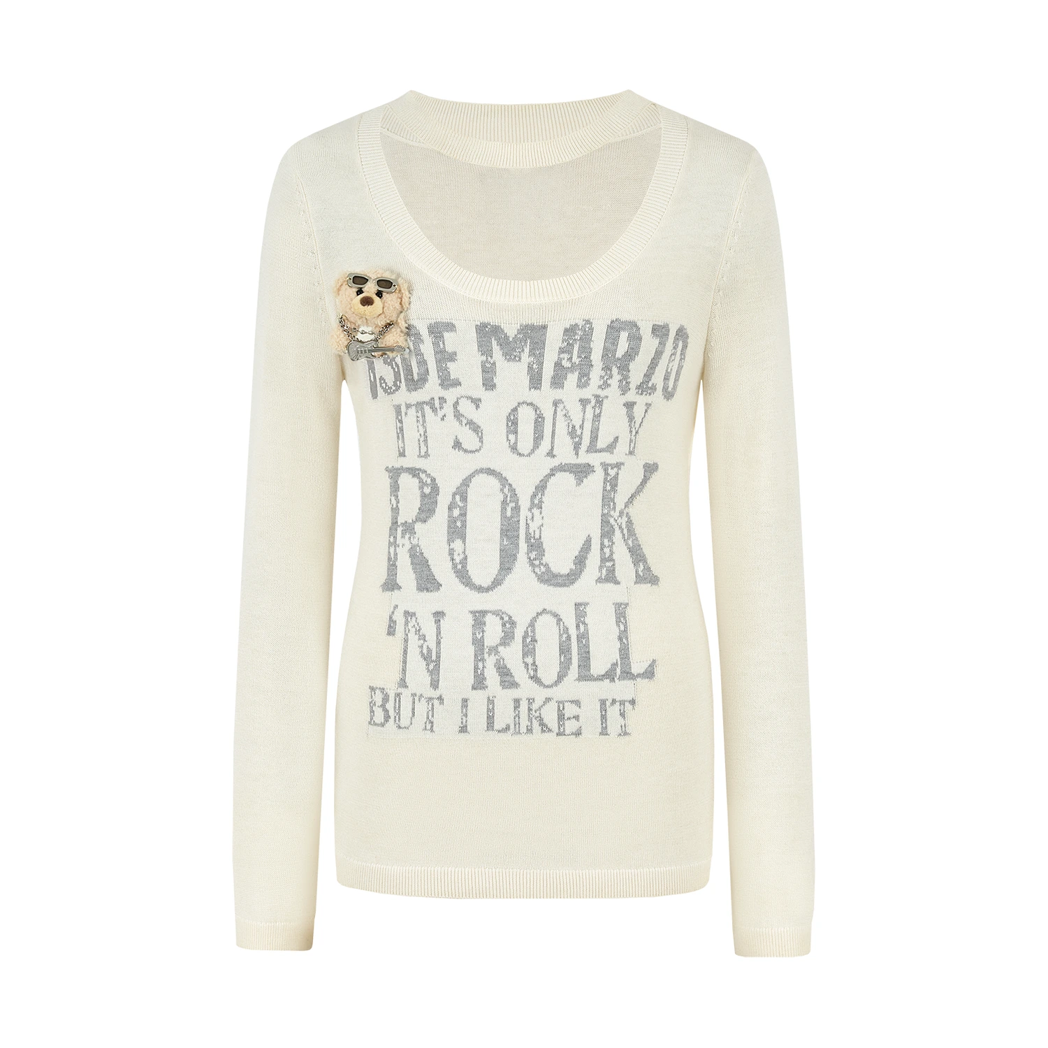 13DE MARZO Rolling Stones Layering Sweater Beige