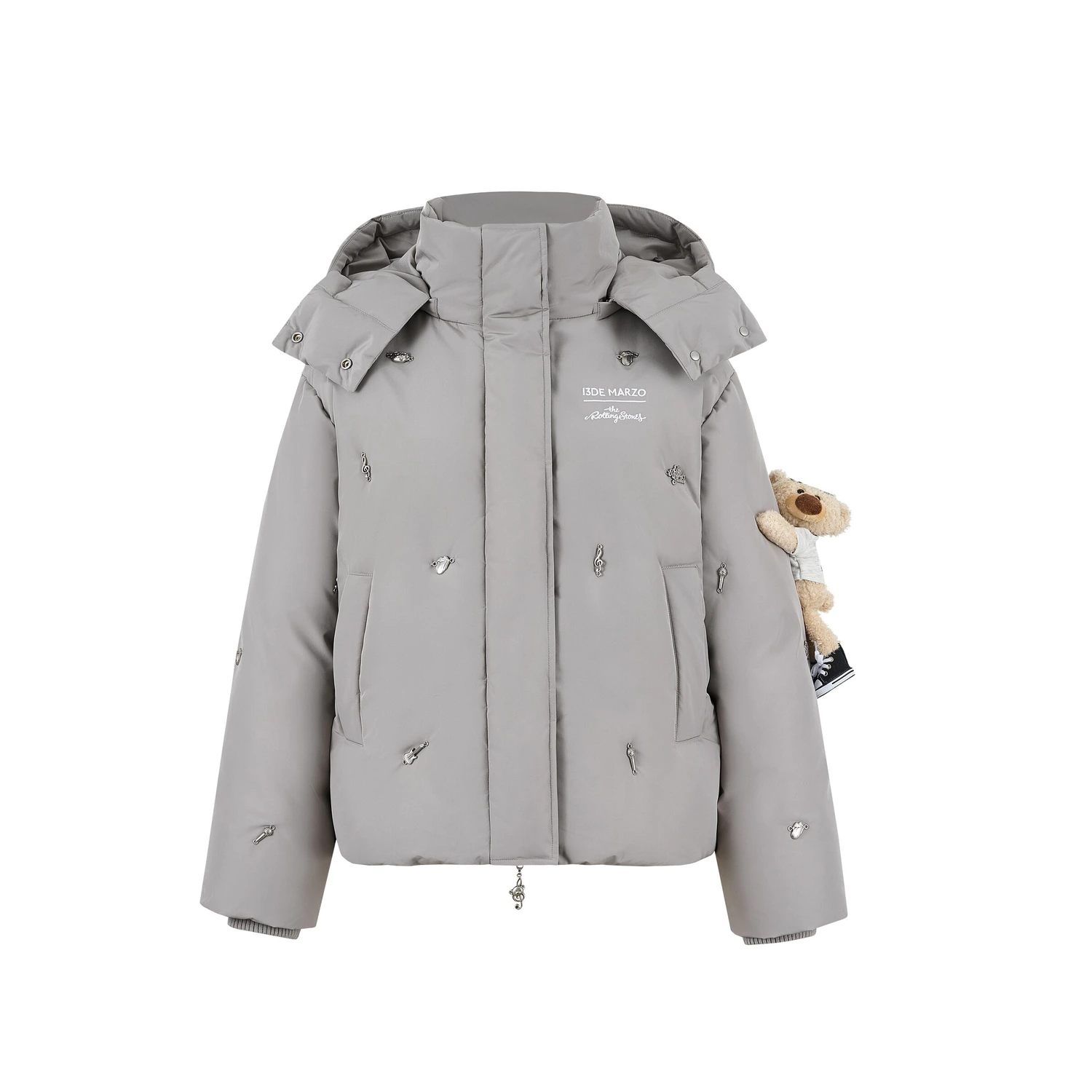 13DE MARZO Rolling Stones Down Jacket Grey