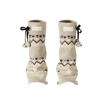 13DE MARZO Bow Knit Jacquard Leg Warmers