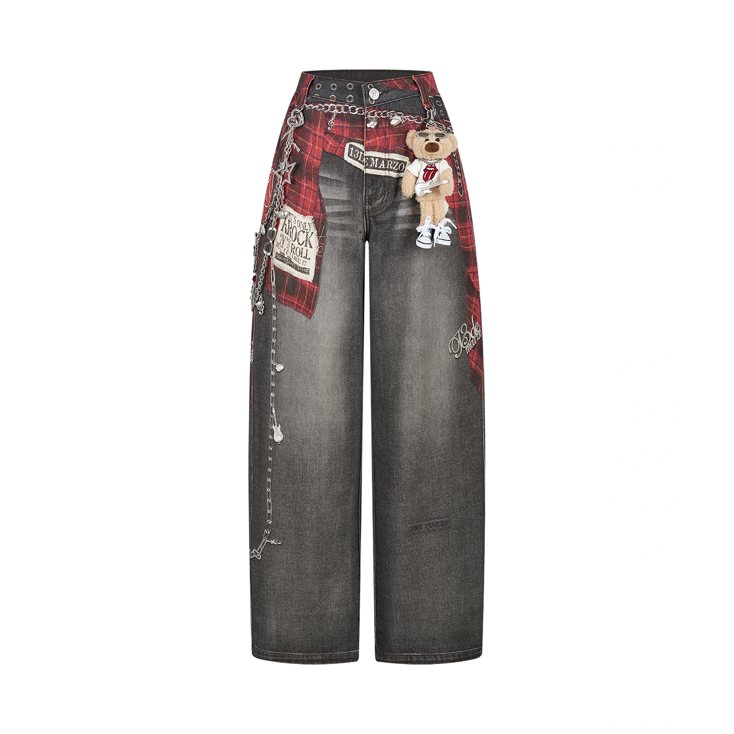 13DE MARZO Rolling Stones Shirt Print Jeans Black