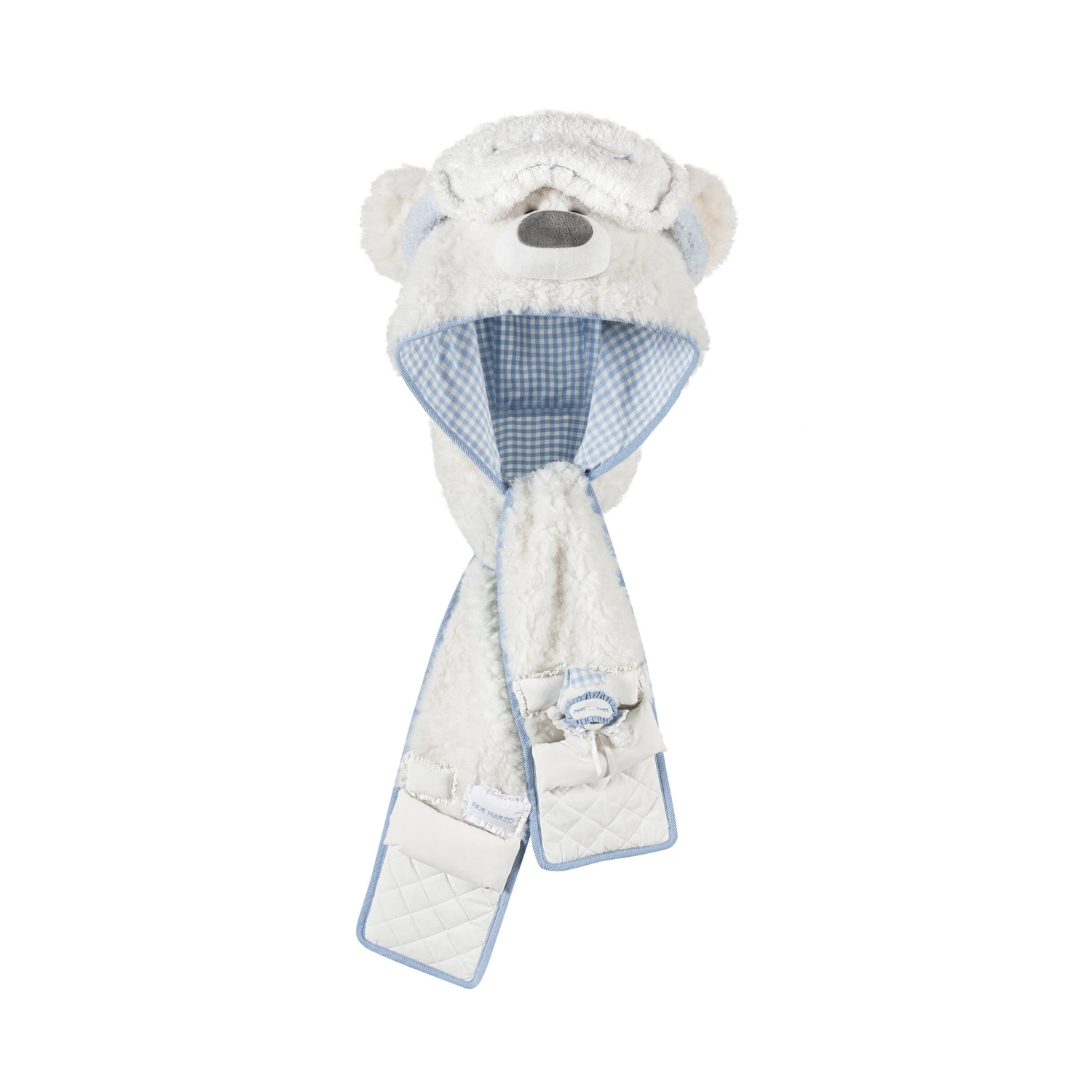 13DE MARZO Nighty Night Bear Hooded Scarf White