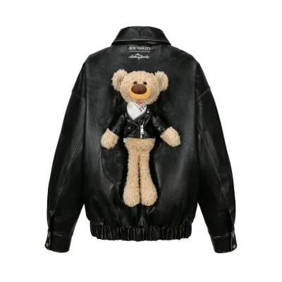 13DE MARZO Rolling Stones Faux Leather Jacket Black