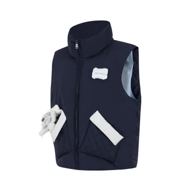 13DE MARZO Nighty Night Bear Down Vest Navy Blue