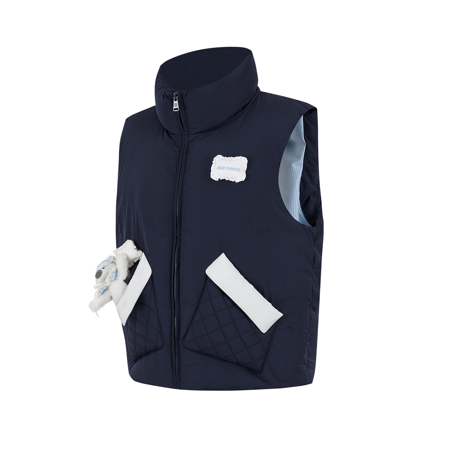 13DE MARZO Nighty Night Bear Down Vest Navy Blue - Image 2