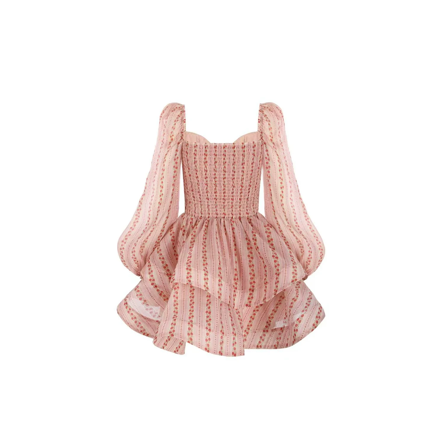 Maison Amory The Rosy and Pink Rose Wavy Mini Dress ROSY AND ROSE (PINK) - Image 2