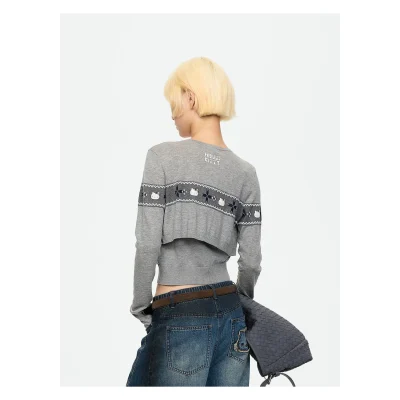 REVAN Hello Kitty Fair Isle Two-Piece Knit Set Grey