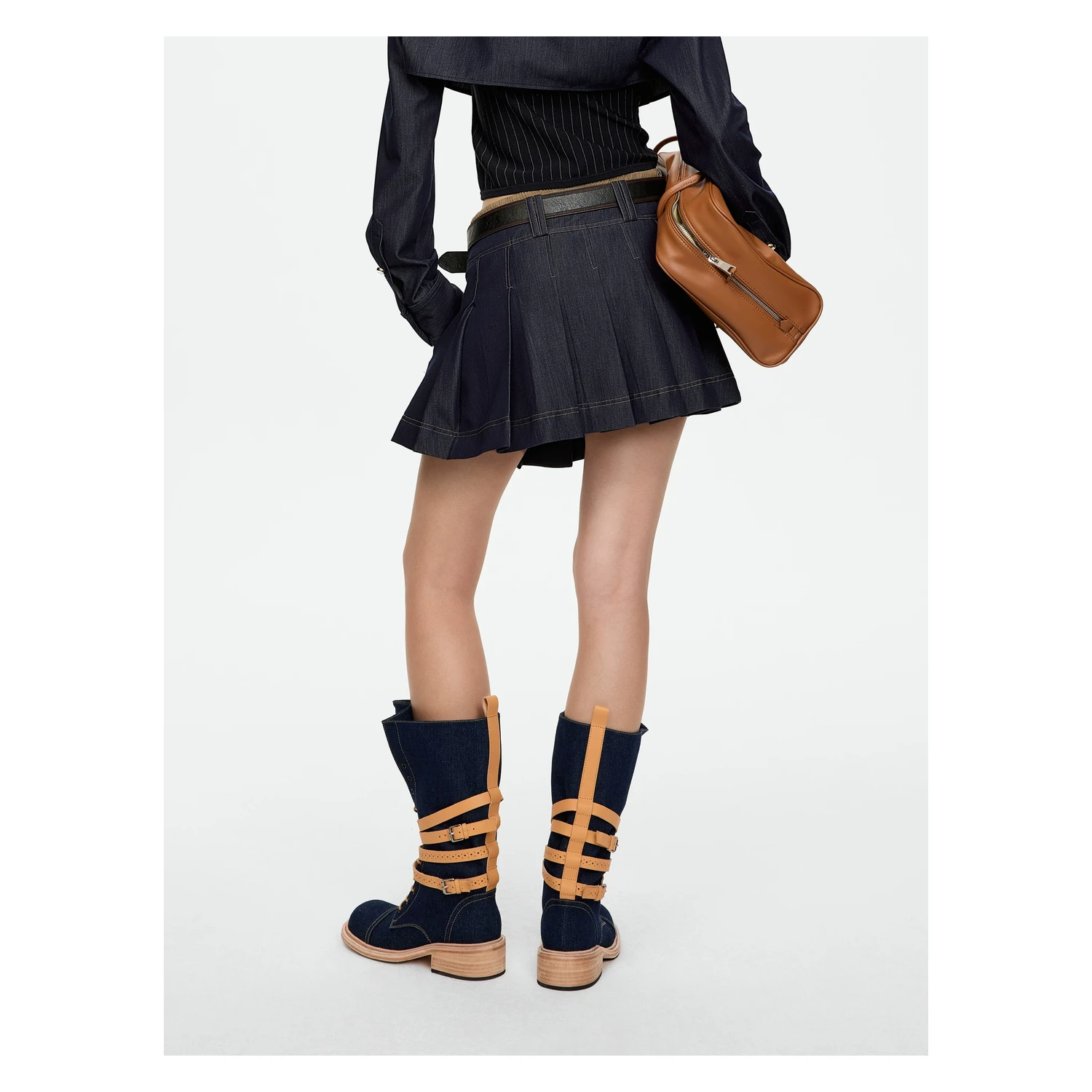 REVAN Double-Waistband Pleated Mini Skirt - Image 2