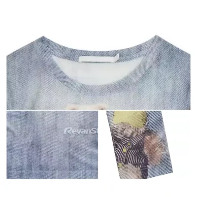 REVAN Teddy Bear Rhinestone Mesh Long Sleeve Top