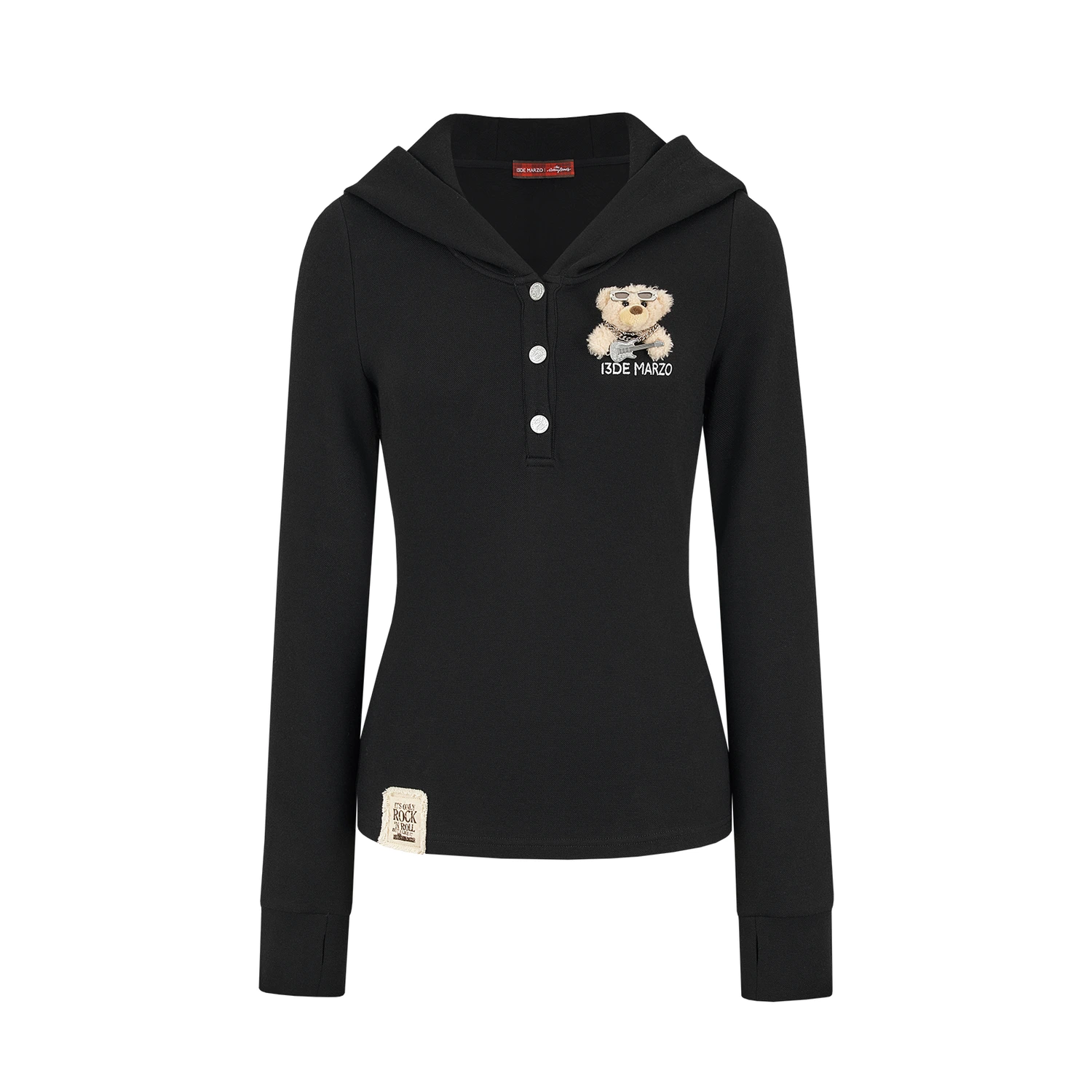 13DE MARZO Rolling Stones Devil Horn Hoodie Black - Image 2