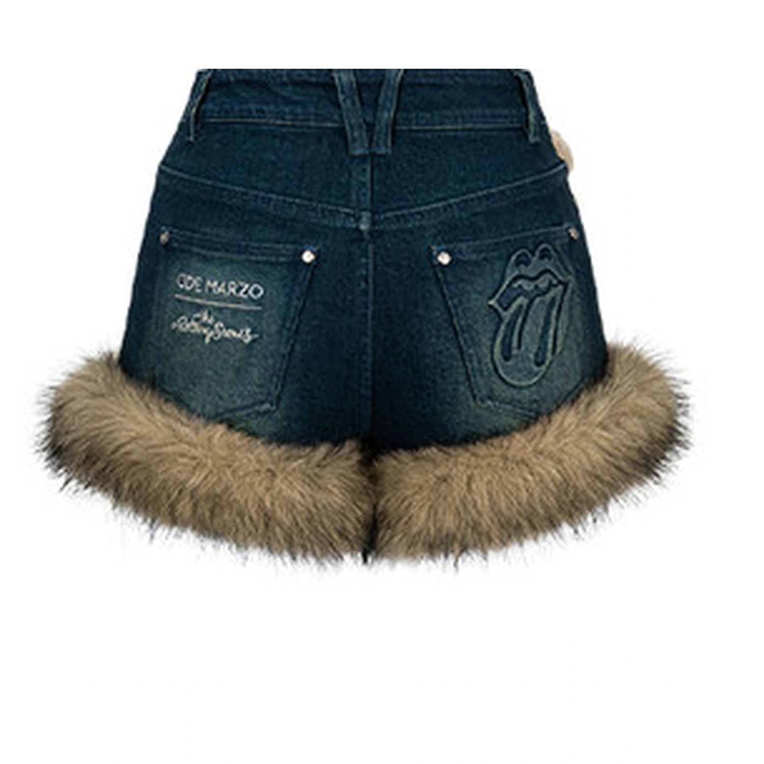 13DE MARZO Rolling Stones Denim Hot Shorts Washed Blue - Image 2