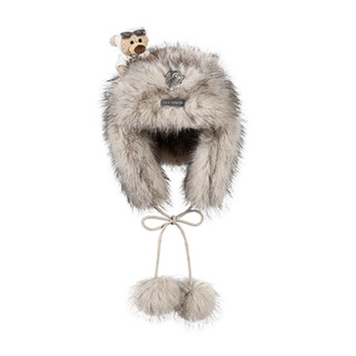 13DE MARZO Rolling Stones Plush Earflap Hat Beige - Image 2