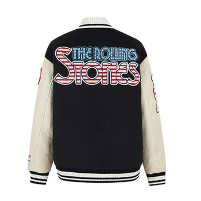13DE MARZO Rolling Stones Baseball Padded Jacket Black