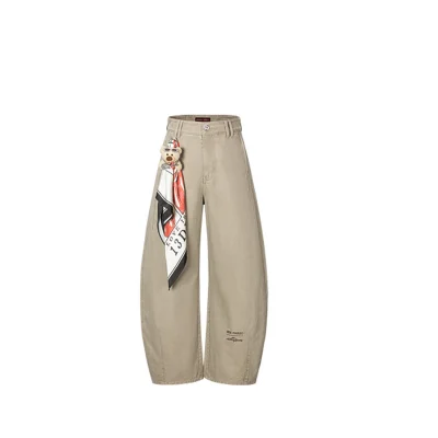13DE MARZO Rolling Stones Print Scarf Pants Light Green