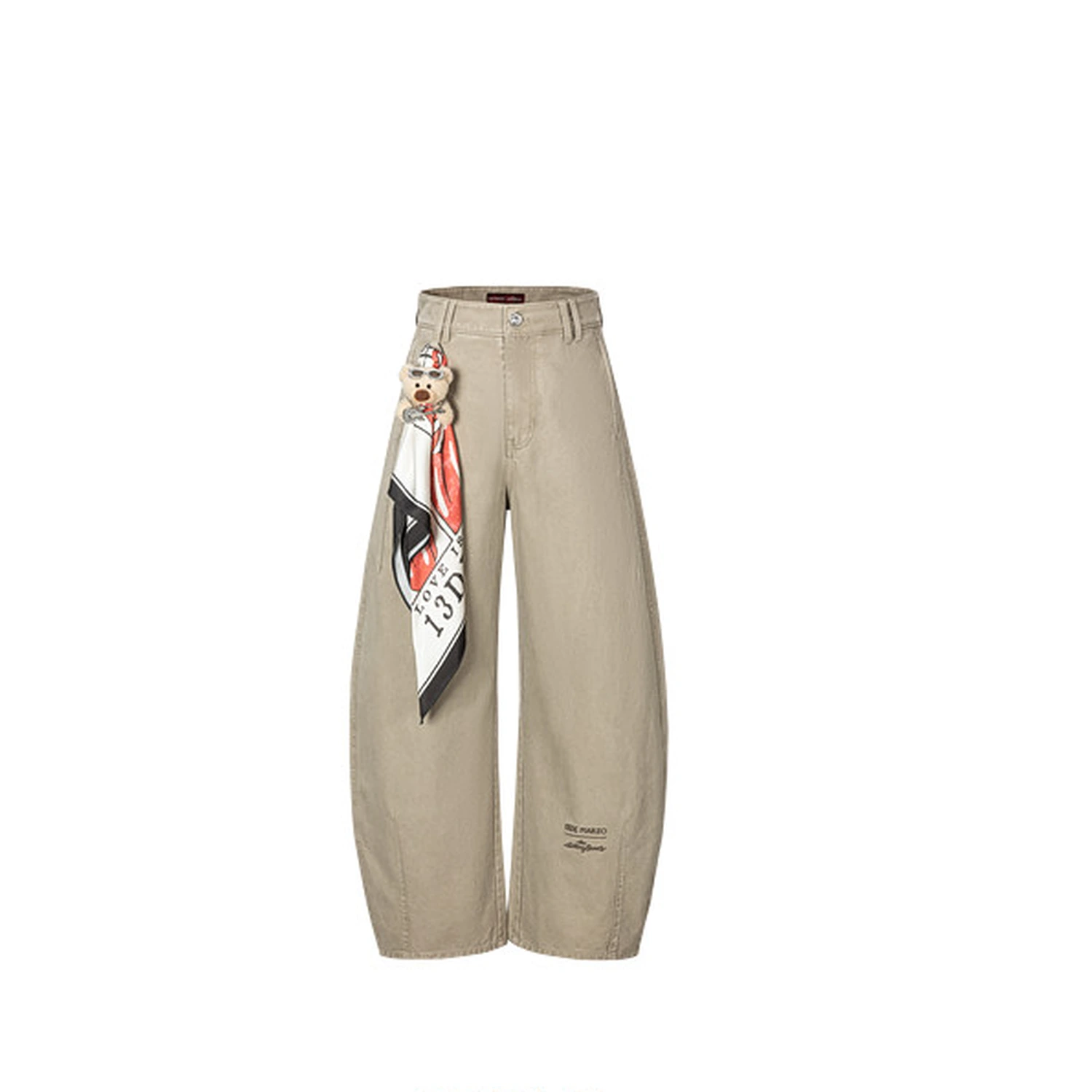 13DE MARZO Rolling Stones Print Scarf Pants Light Green - Image 2