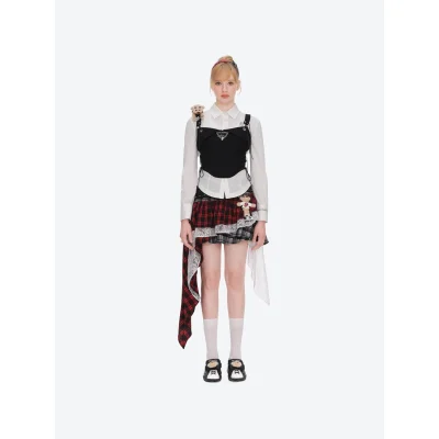 13DE MARZO Rolling Stones Boned Corset With Shirt